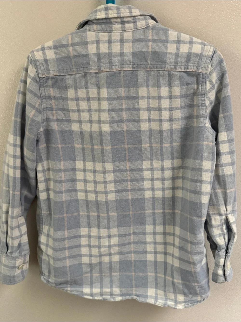 GAP Light Blue & White Flannel Plaid Button-Down Shirt
